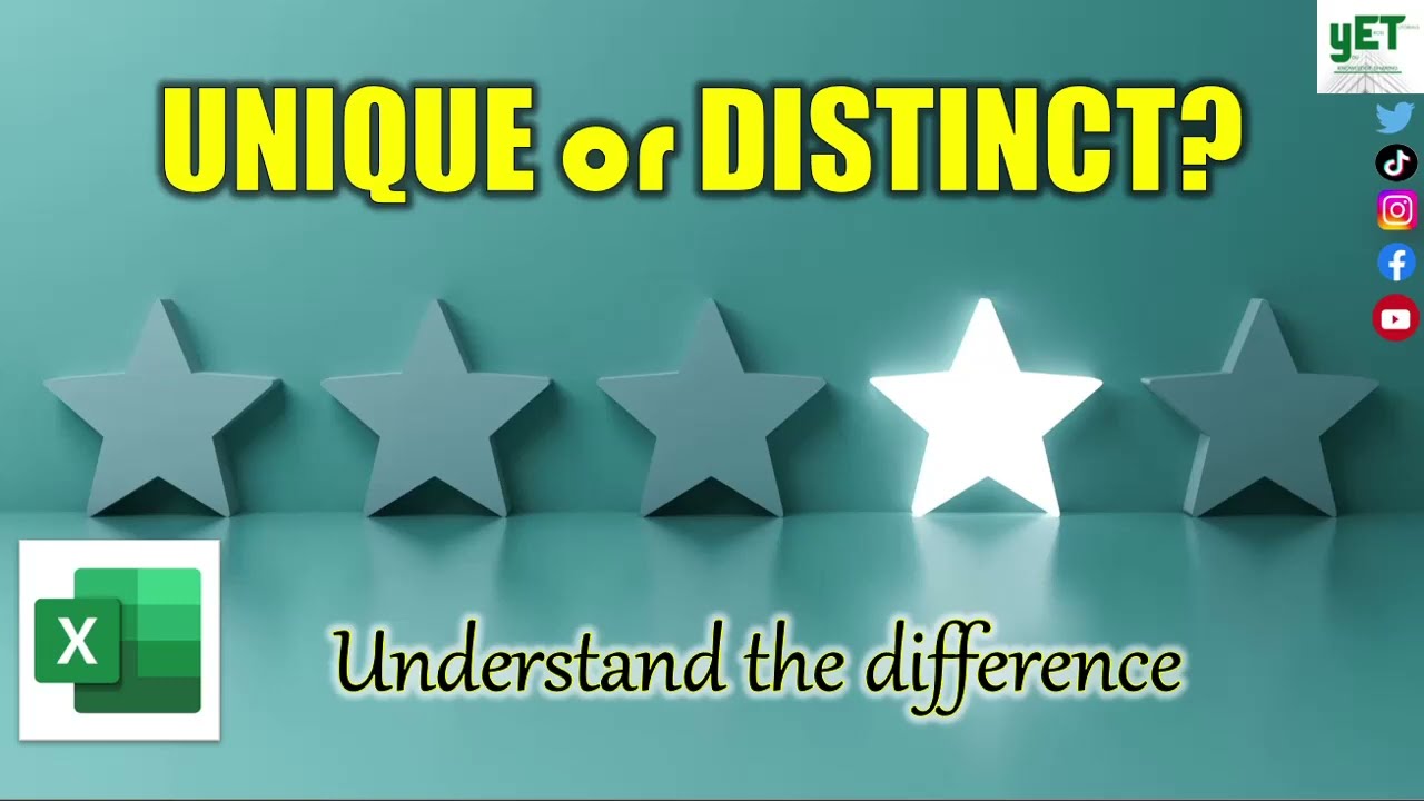 UNIQUE vs DISTINCT values in Excel