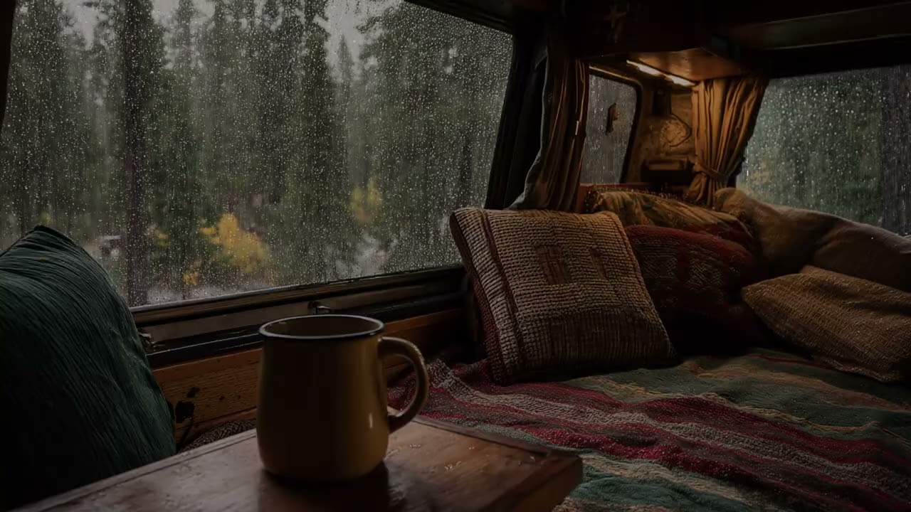 Rainy RV Escape: Calming Rain Sounds for Sleep & Focus | Tranquil Rainfall for Stress Relief