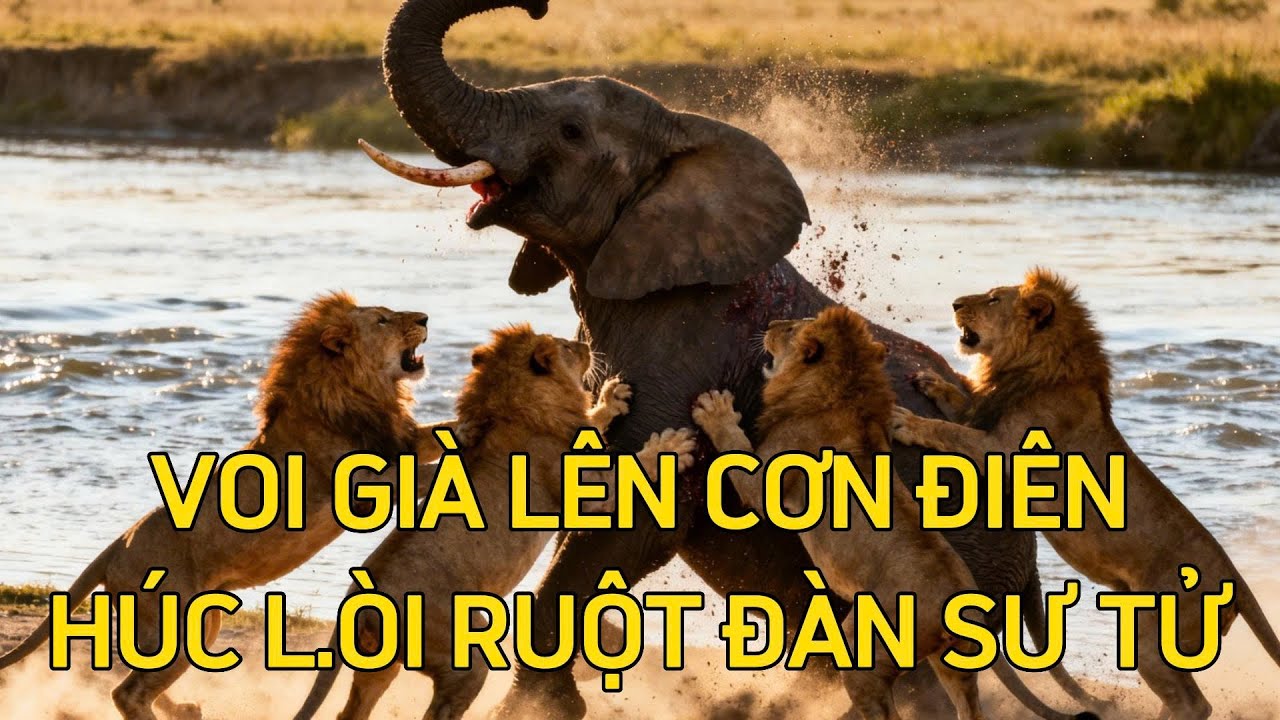 Bị Dồn Tới Đường Cùng, Con Voi Già Vùng Dậy Tàn Sát Bầy Sư Tử