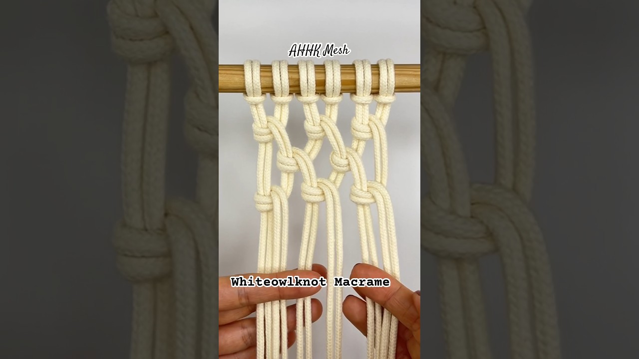 Basic Macrame Knots Series - AHHK Mesh #macrameknots #diymacrame #whiteowlknot #macramepattern