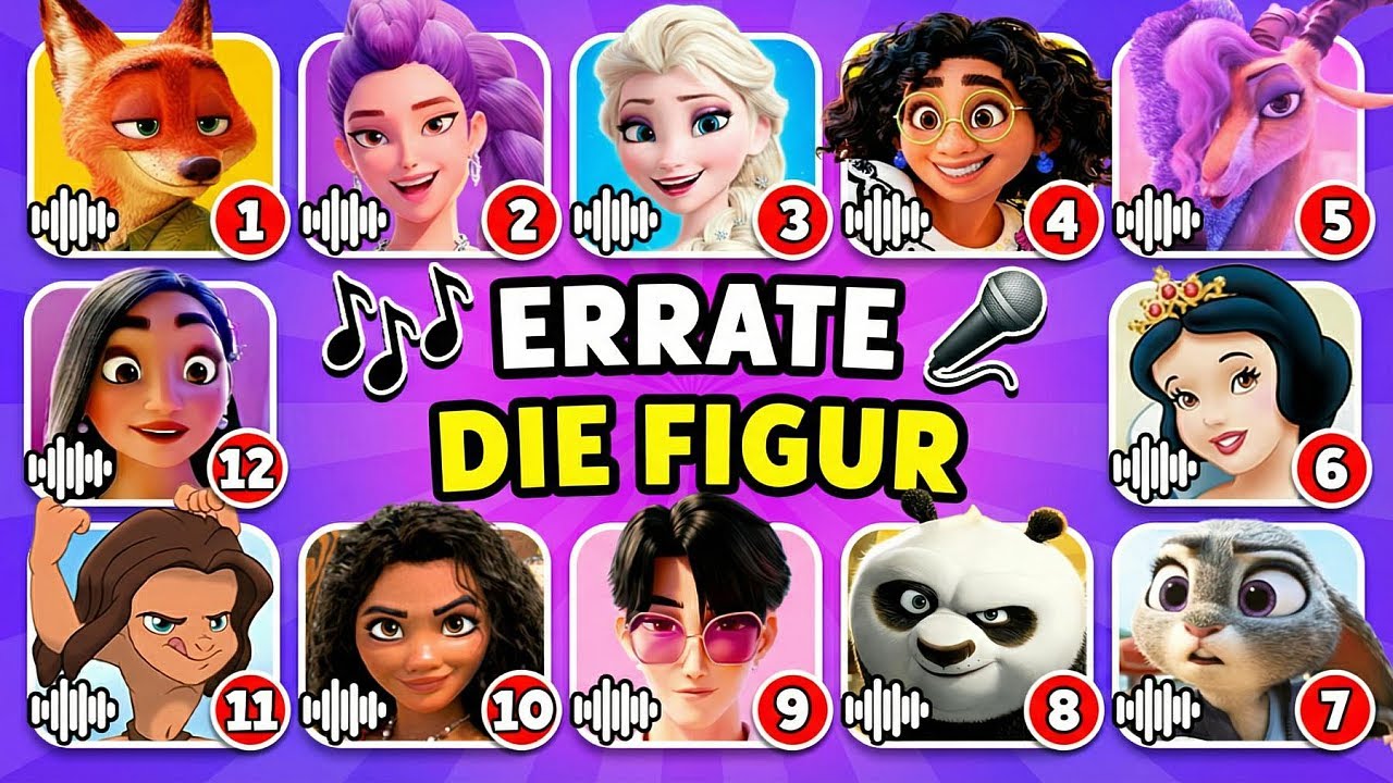 Errate die Filmfigur anhand von Song & Stimme 🎙️🎶 Disney, Zoomania 2, Vaiana, KPop Golden