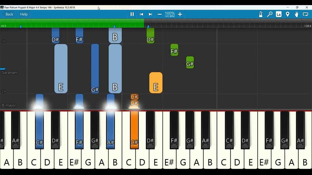 Paar Potrum Pugazh Keyboard Notes B Major 4/4 Tempo 146 | பார் பேற்றும் | #tamilchristiansongs