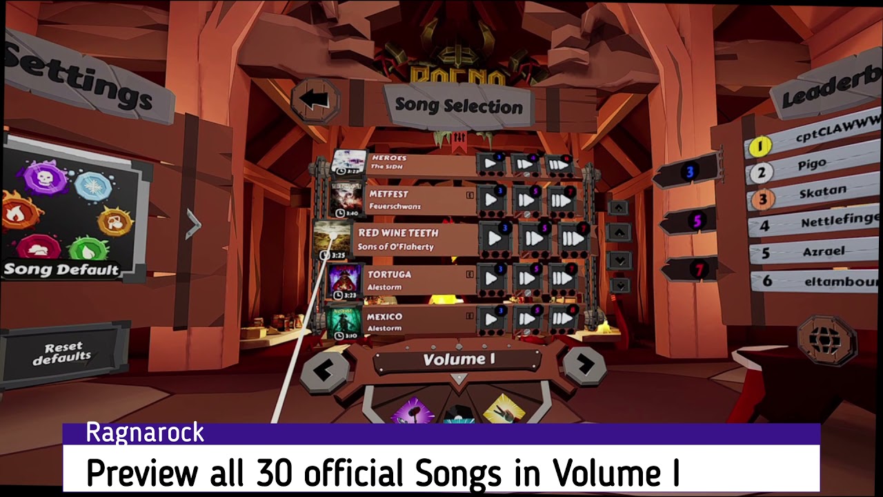 Ragnarock VR Songlist Volume I