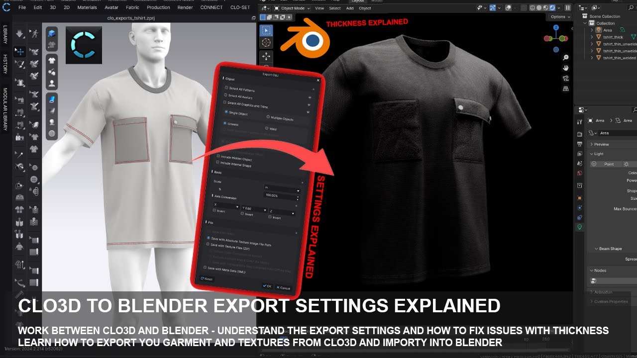 Clo3D to Blender - Export and Import Settings Fixing Thickness Issues - Export Settings Explained