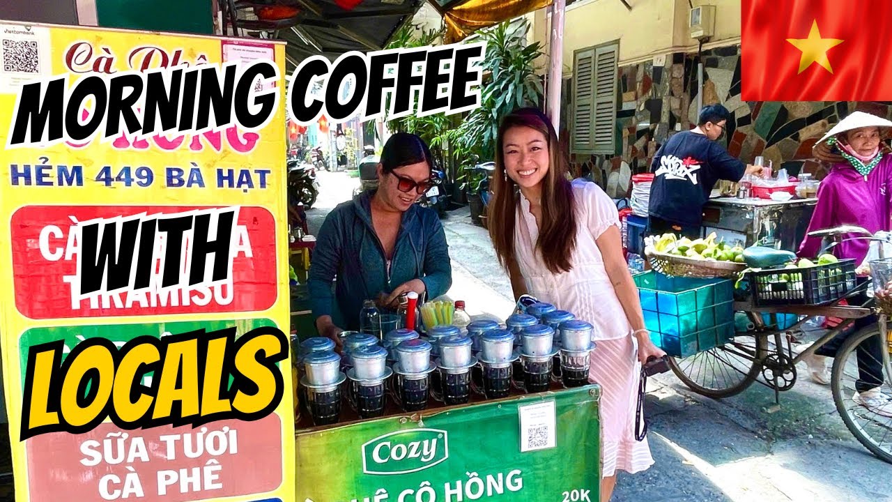 Morning Coffee With Locals - Saigon | Vietnam Street Food & Grilled Pork Noodles (Bún Thịt Nướng)🇻🇳