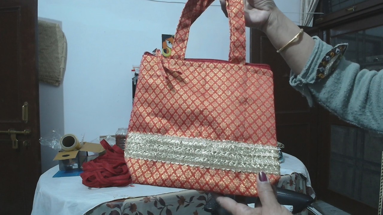 इस पर्स में है कुछ टिप्स MAKE BEAUTIFUL PURSE FROM BROCADE FABRIC,GIFT   SELL THEM TACK CUSTOM ORDER