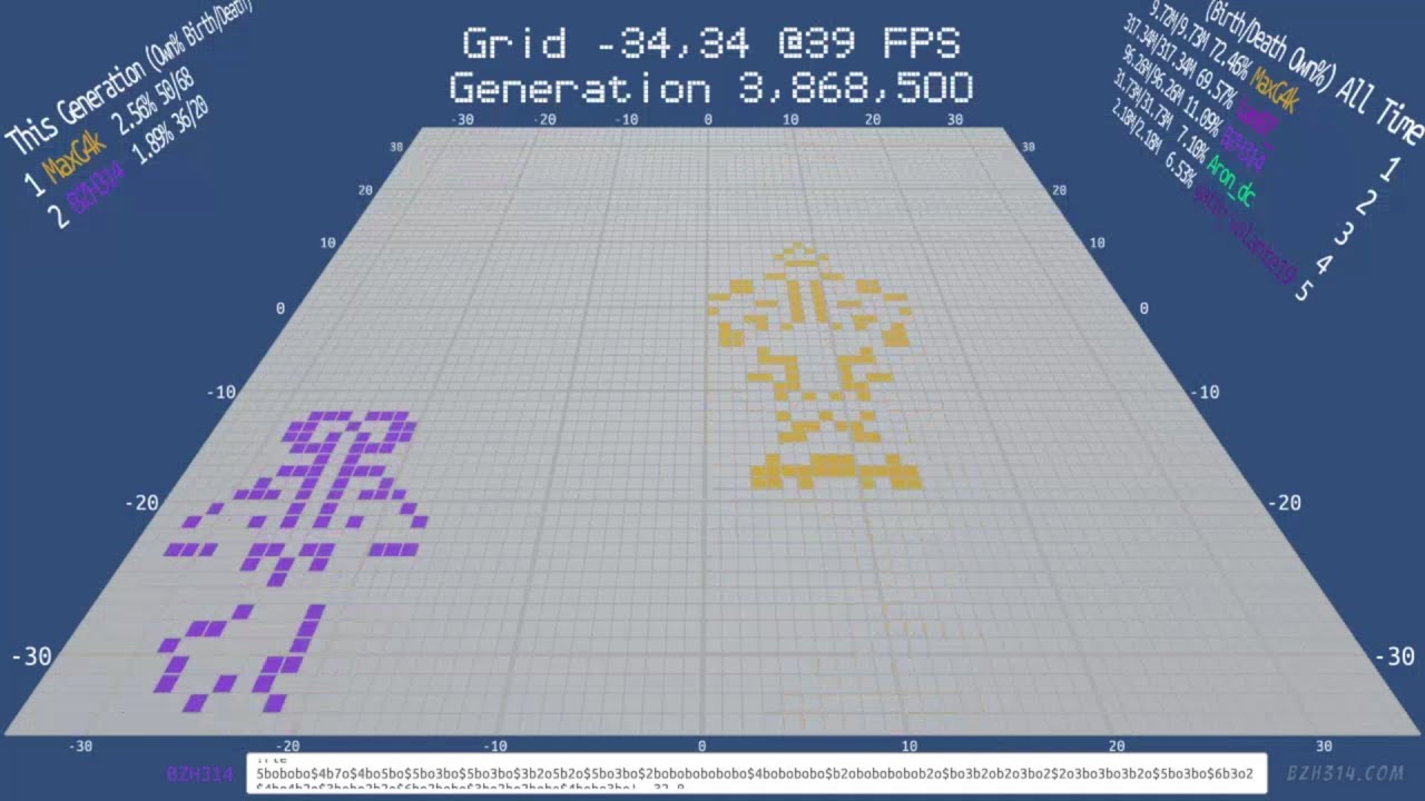 Rocket racing with @MaxG4k - Twitch Plays Conway's Game of Life - Classic Edition (Unity3d ECS)