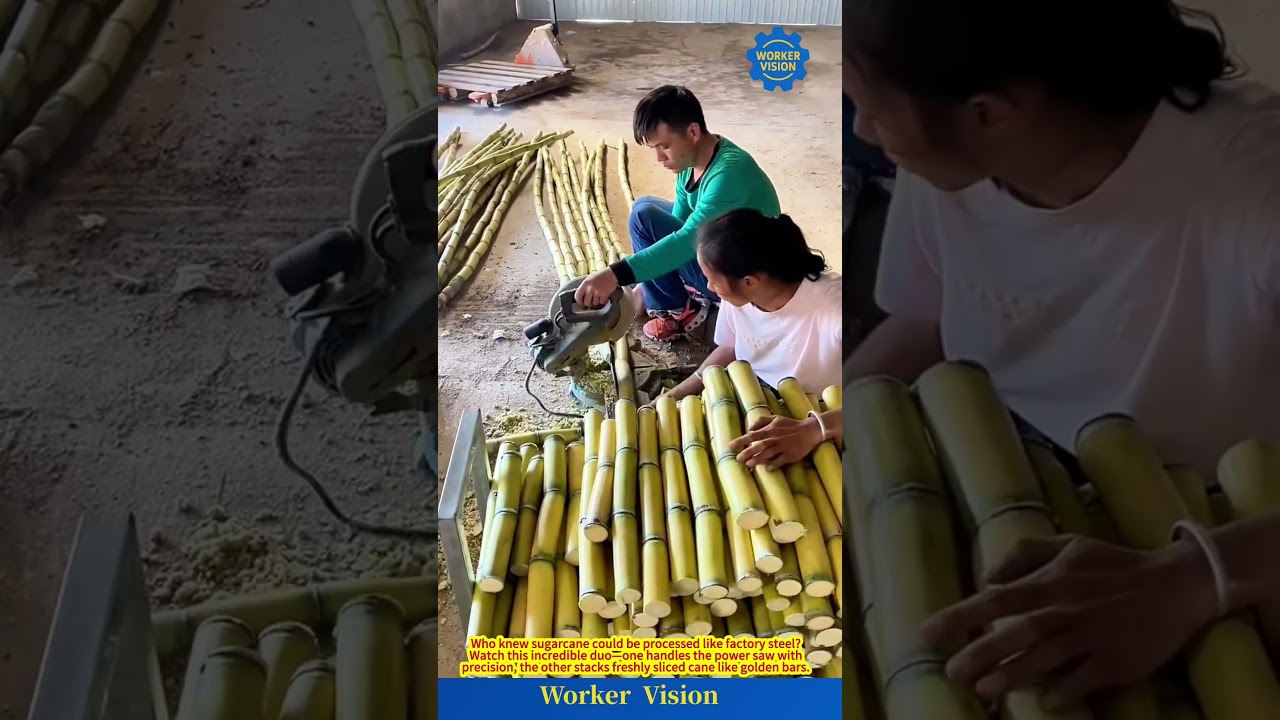 ⚙️Power Saw Meets Sugarcane—Sweet Precision in Action!