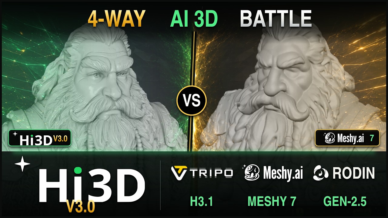 Hi3D V3.0 против Tripo, Meshy и Rodin &mdash; какой AI 3D-генератор лучший?