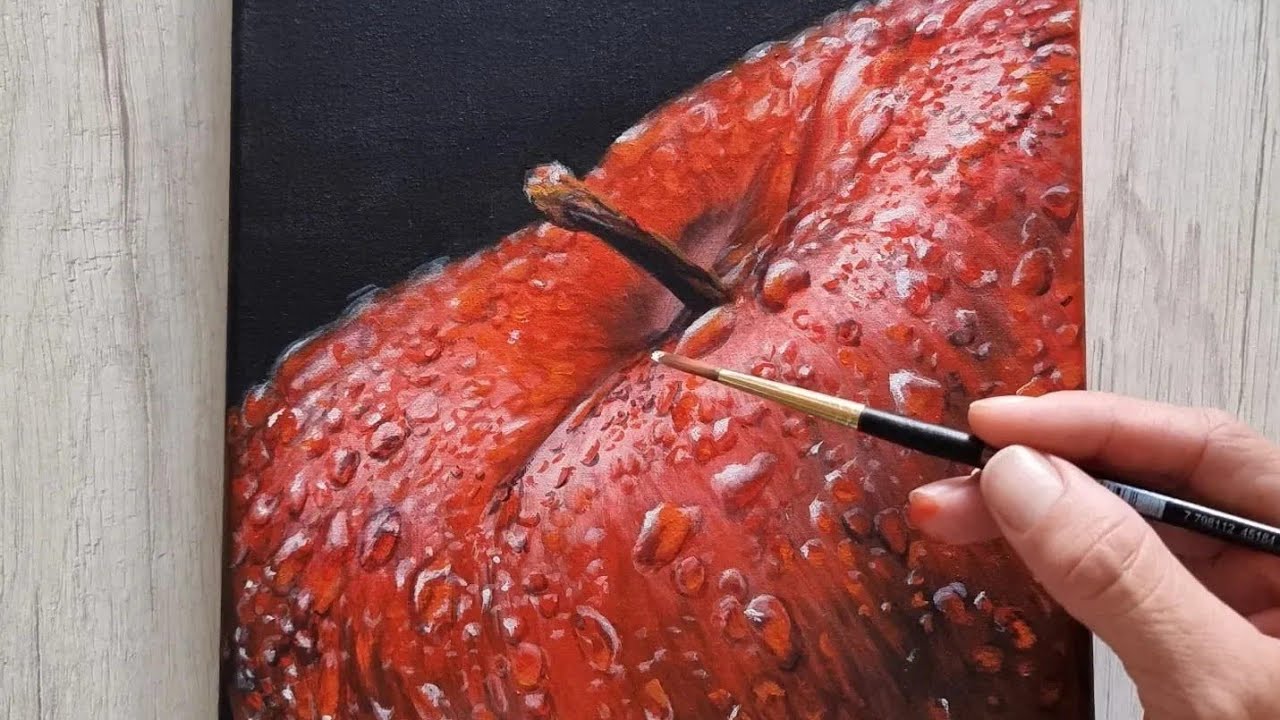 Tutorial 140: como pintar una manzana realista en forma sencilla con acrílico