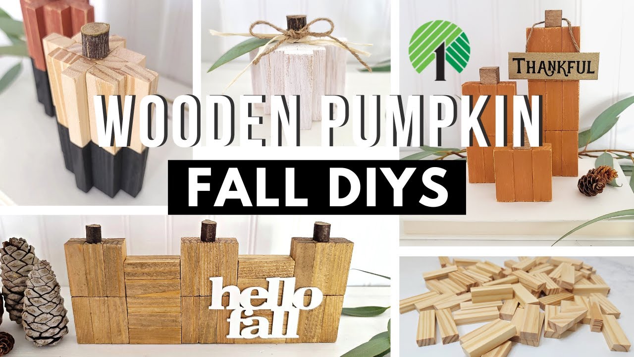 How To Make WOODEN PUMPKINS With TUMBLING TOWER BLOCKS | DOLLAR TREE DIYS | Fall DIYS