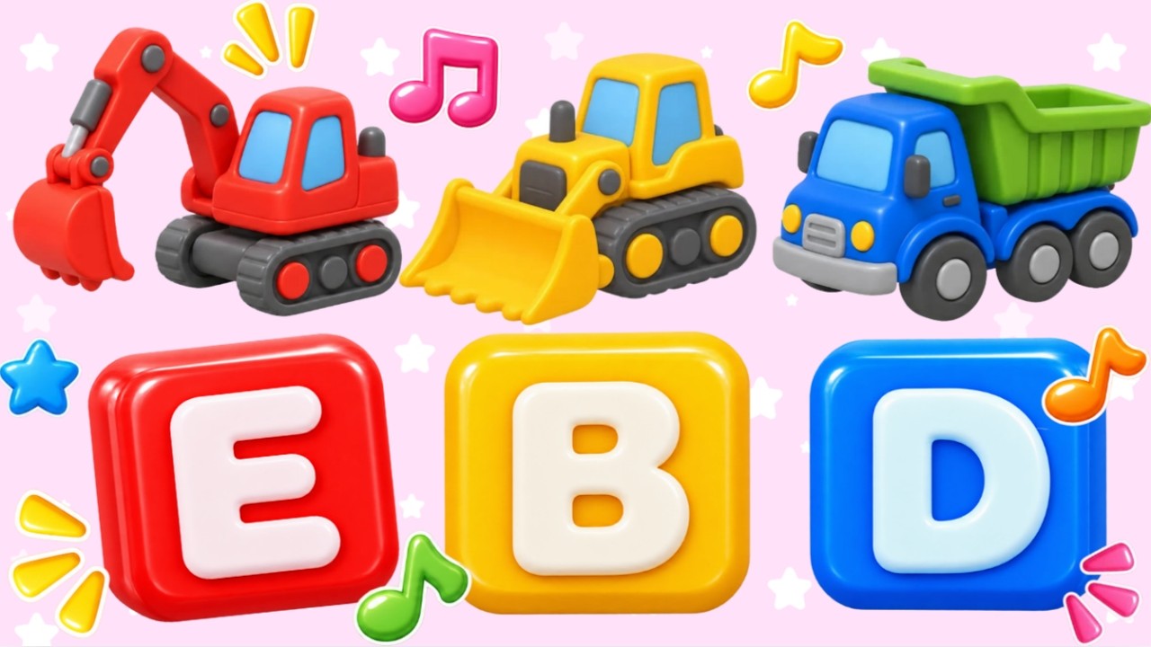 Excavator, Dump Truck & Bulldozer Song 🚜| Learn ABCs with Construction Vehicles