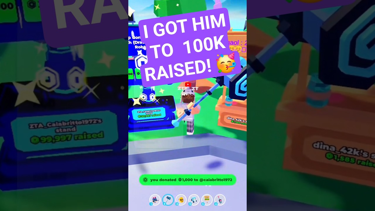 I got him to 100K RAISED then THIS HAPPENED! #roblox #givingback #plsdonate #donation #robux