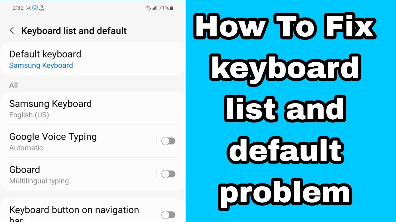 Fix keyboard list and default problem | Samsung keyboard problem | keyboard list and default Samsung