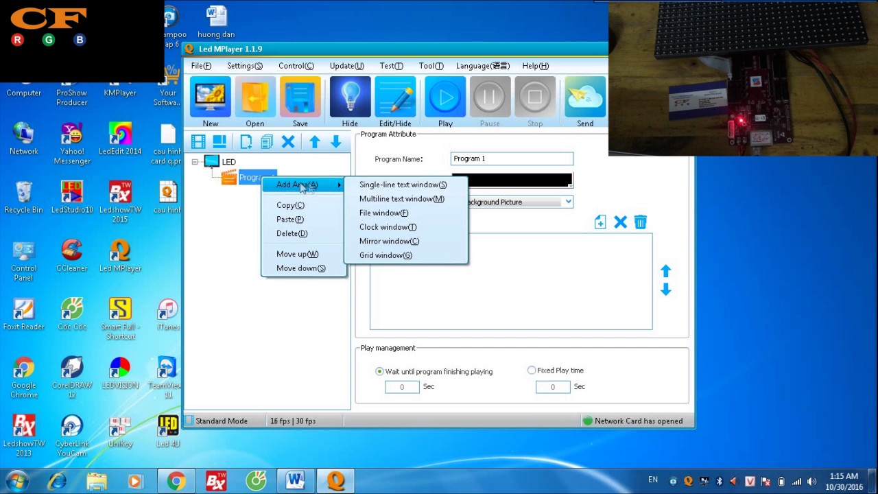 Hướng dẫn sử dụng CARD LS, CARD Q1 dùng phần mềm MPLAYER - LEDCF Việt Nam