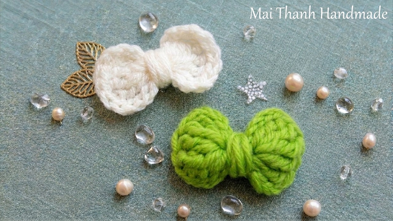 How to Crochet a Bow tutorial I Hướng dẫn móc len căn bản: Móc nơ bằng len