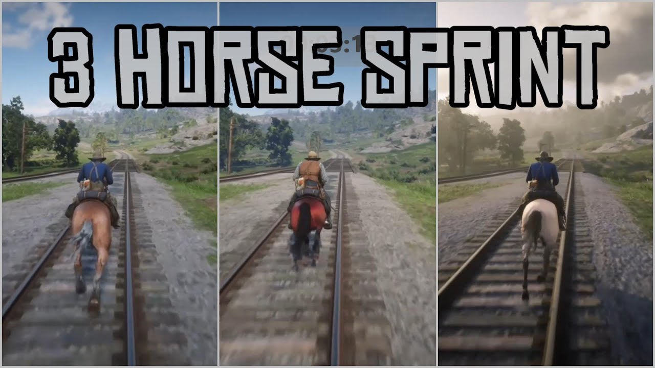 3 WAY SPRINT RACE : Belgian Draft vs Red Arabian vs Buttermilk Kentucky Saddler : RDR2