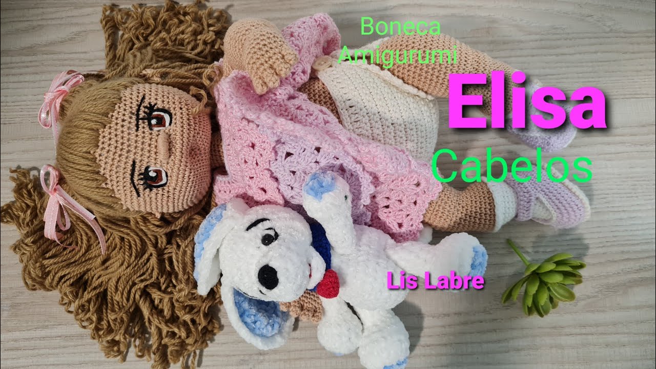 Elisa- cabelos- Boneca amigurumi- Lis Labre