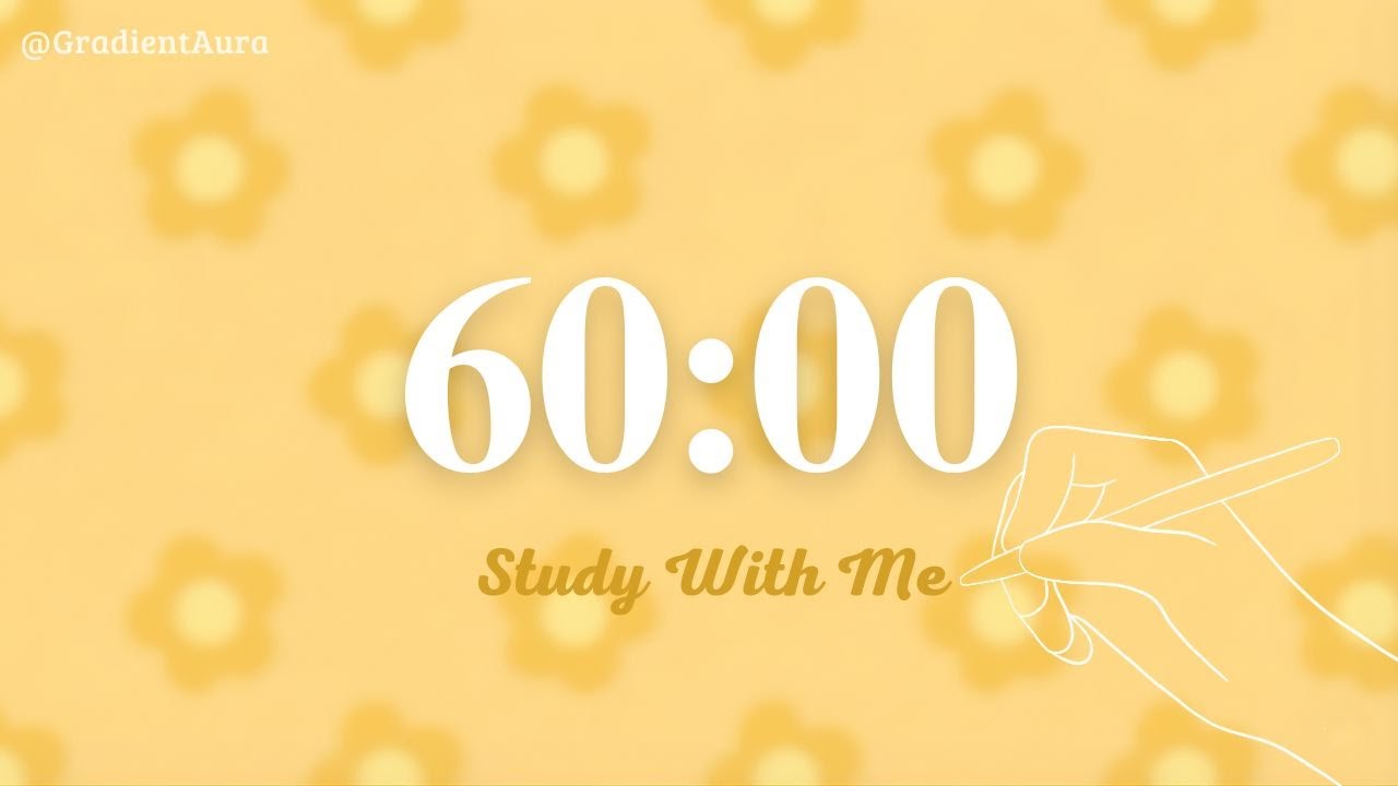 1 Hour Silent Study Timer for Deep Focus | Soft Alarm | Yellow Aesthetic 💛