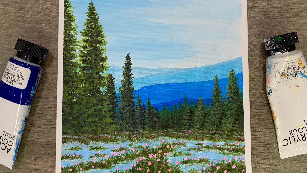 How to Paint Melting Winter Landscape / Acrylic Painting for Beginners 