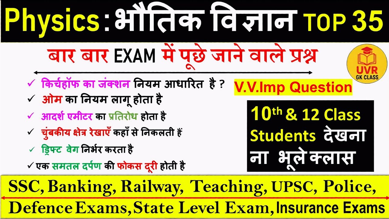 Top- 30 Physics Most Important Questions | physics Objective Questions 2026 | Physics Gk Questions