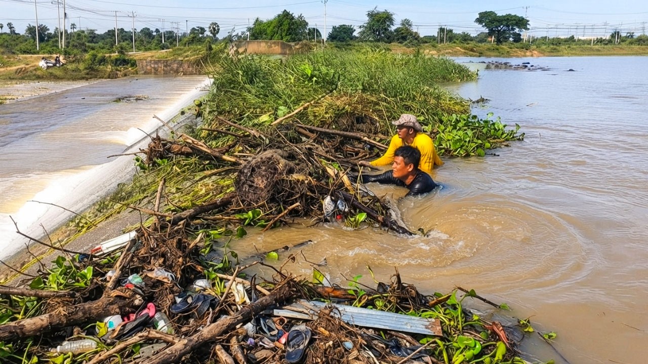 Incredible River Rescue Clearing Massive Blockage by Hand|You Won&rsquo;t Believe What Was Blocking Water