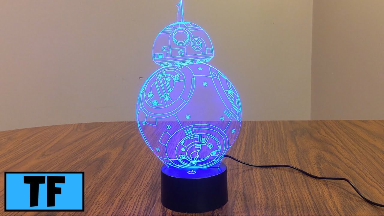 Star Wars 3D Illusion LED BB8 Night Light Lamp Room Desk Decoration Gift Review