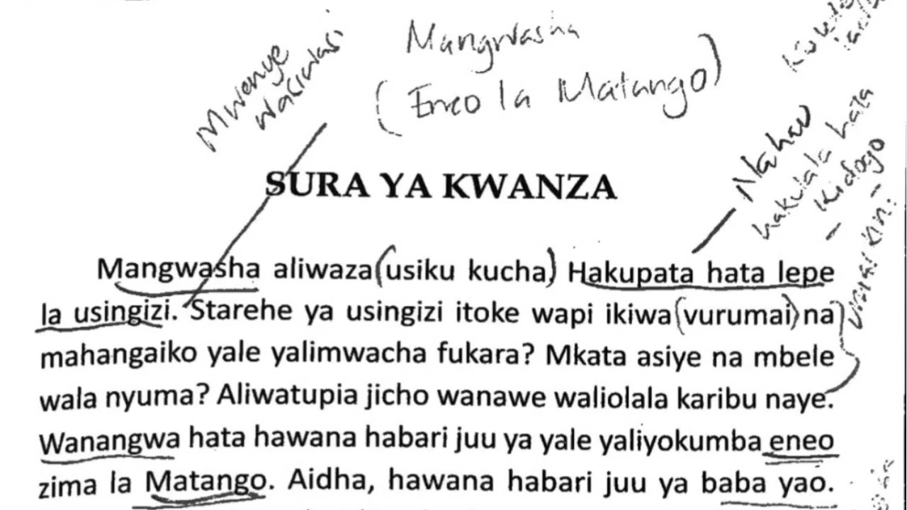 Kuchambua nguu za jadi ukurasa 1 | Nguu za jadi | maswali na majibu ya Nguu za jadi  sura ya kwanza