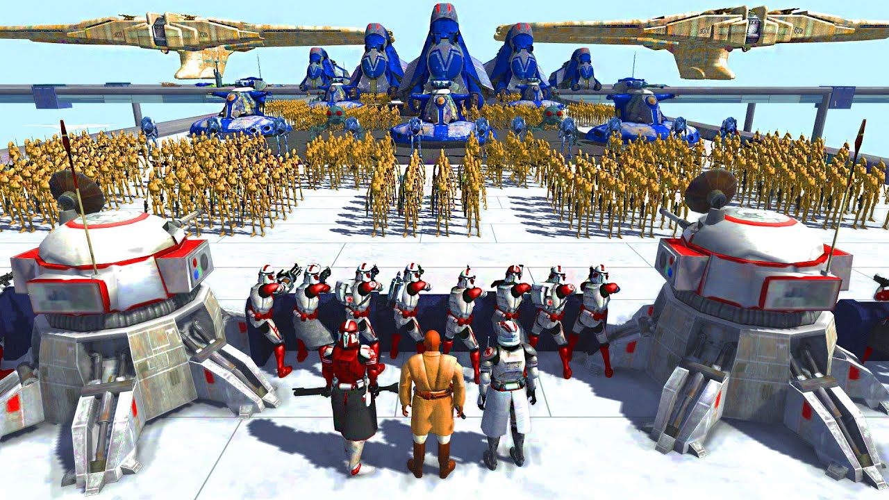 Largest Clone Wars BRIDGE Defense VS 5,000 DROID ARMY Invasion! - Men of War: Star Wars Mod