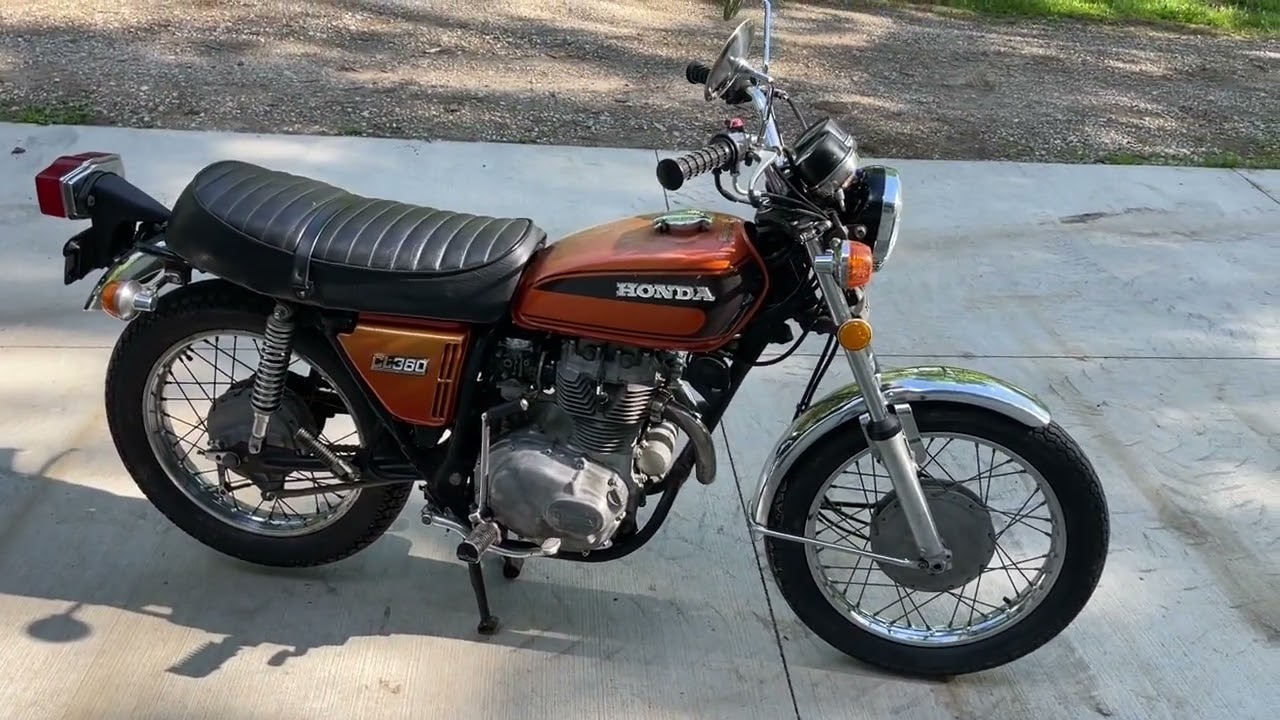 1975 Honda CL360 Scrambler cold start, kick start and walk-around