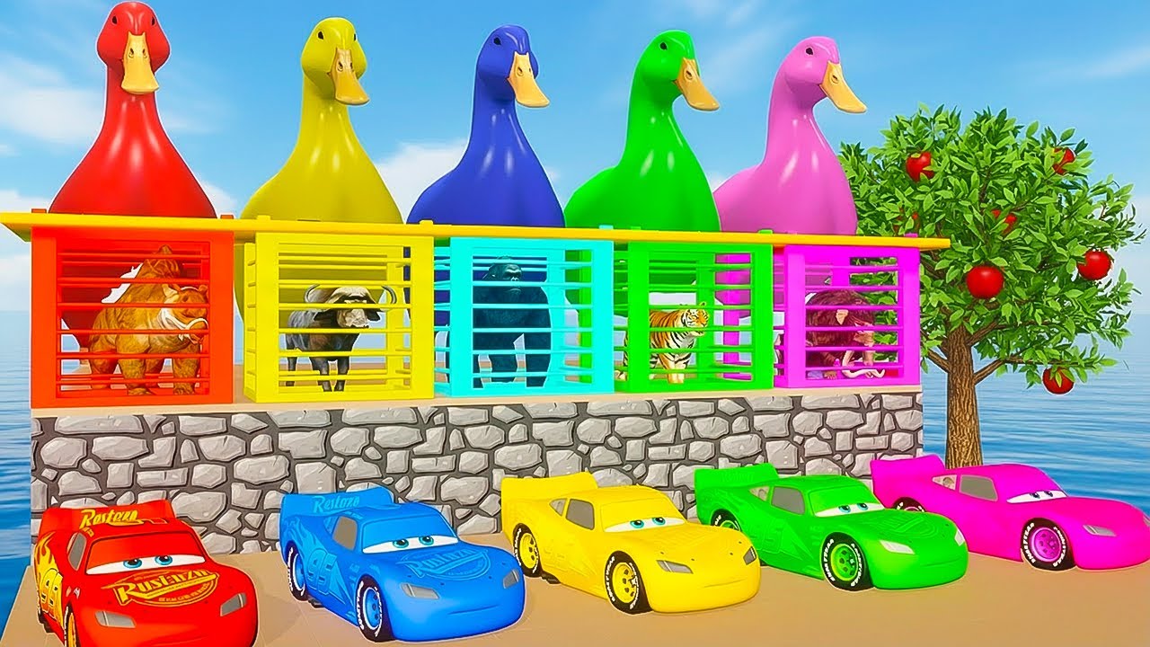 Long Slide Game with Cow Elephant Gorilla Hippopotamus Tiger 3d Animal Game Funny 3d Animals