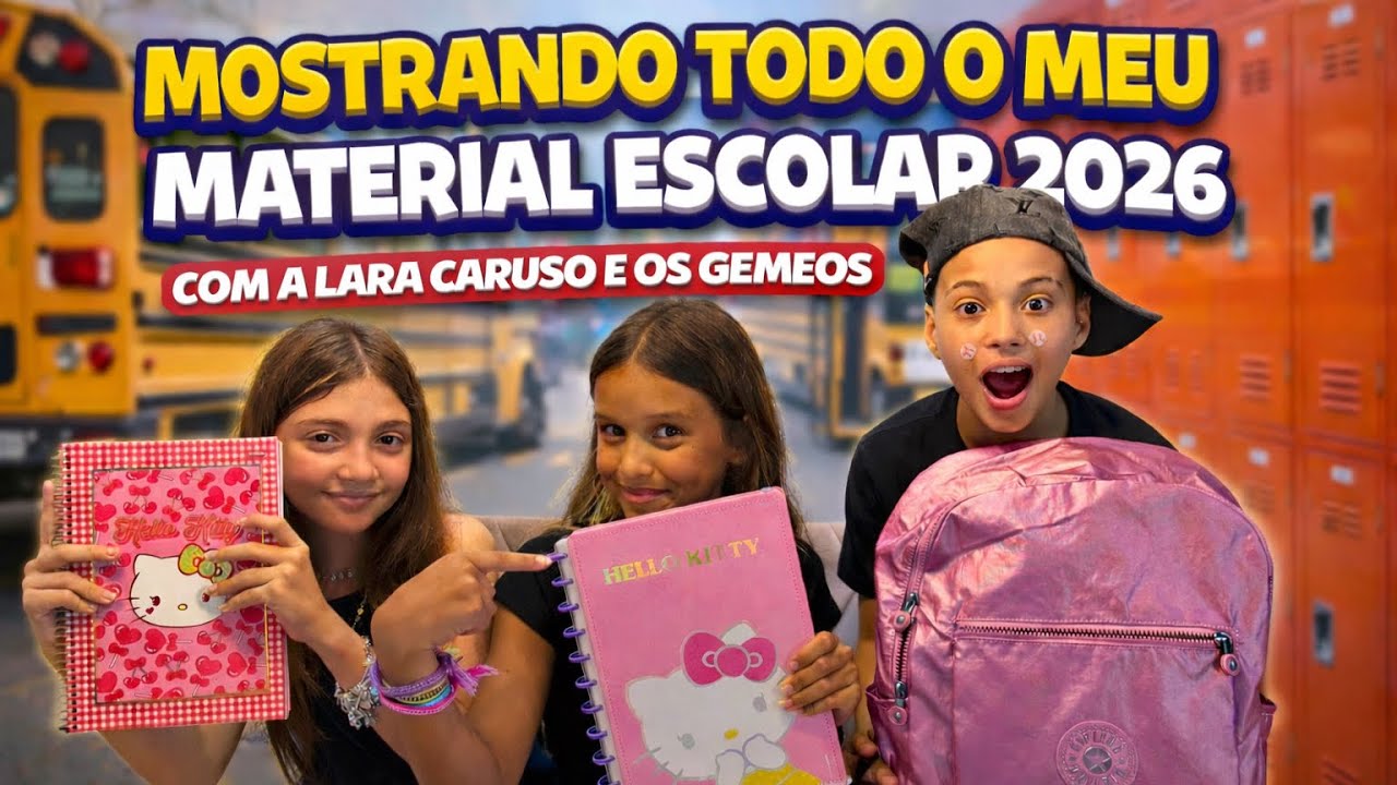 TOUR PELO MEU MATERIAL ESCOLAR 2026 com LARA CARUSO e os GÊMEOS! *Mafê Rangel* 
