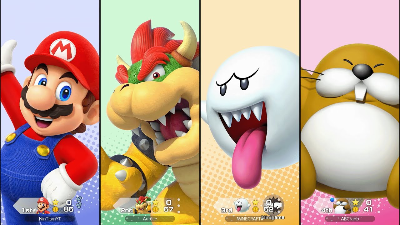 Super Mario Party Jamboree - Mario vs Bowser vs Boo vs Monty Mole - Roll 'em Raceway
