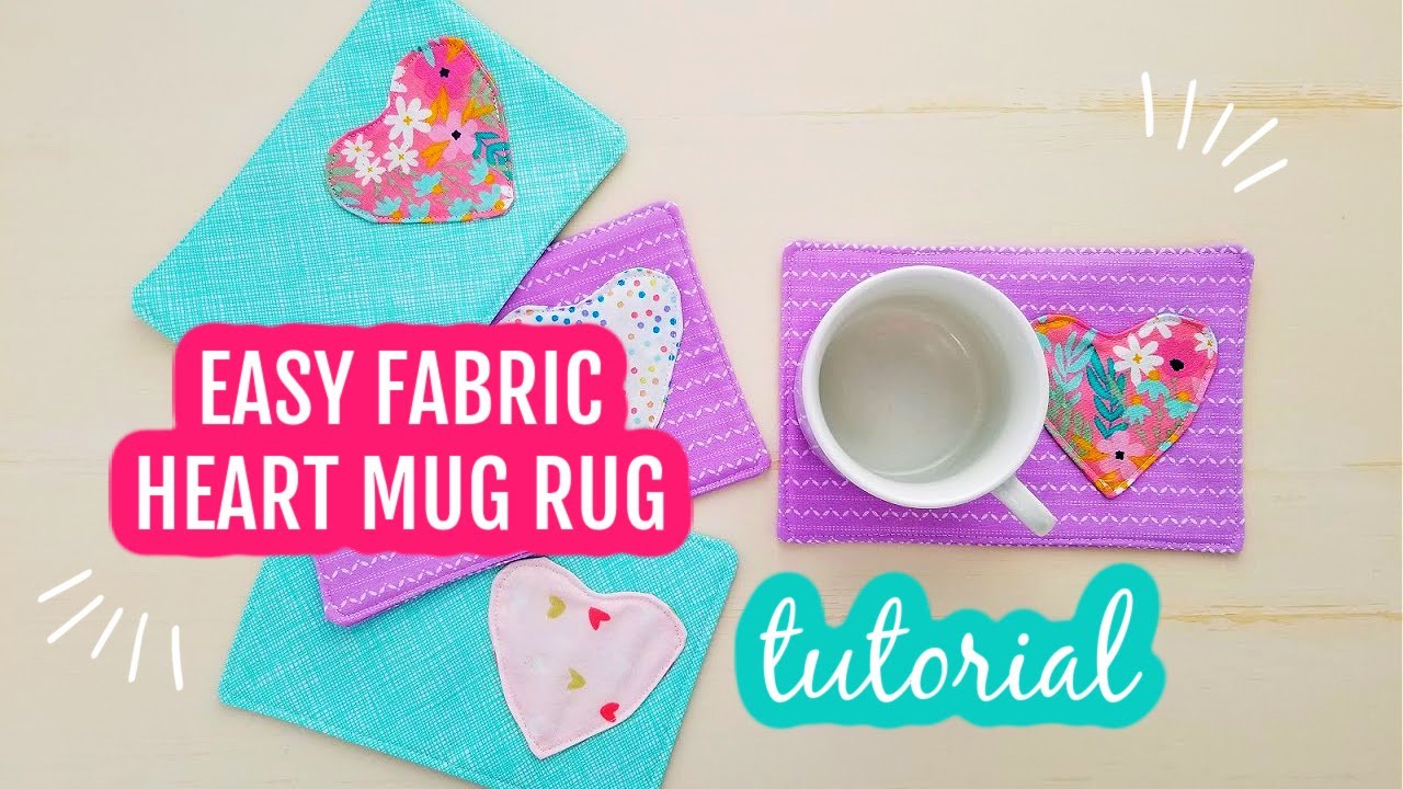 Easy Fabric Heart Mug Rug #Valentinemugrug #easyapplique #easymugrug