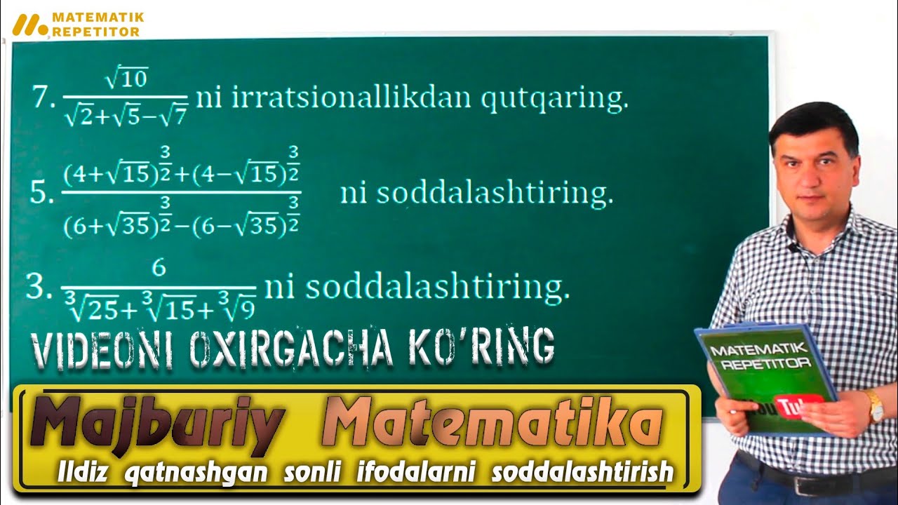 26 - dars. lldiz qatnashgan sonli ifodalarni soddalashtirish. Yangi to'plam. Matematika