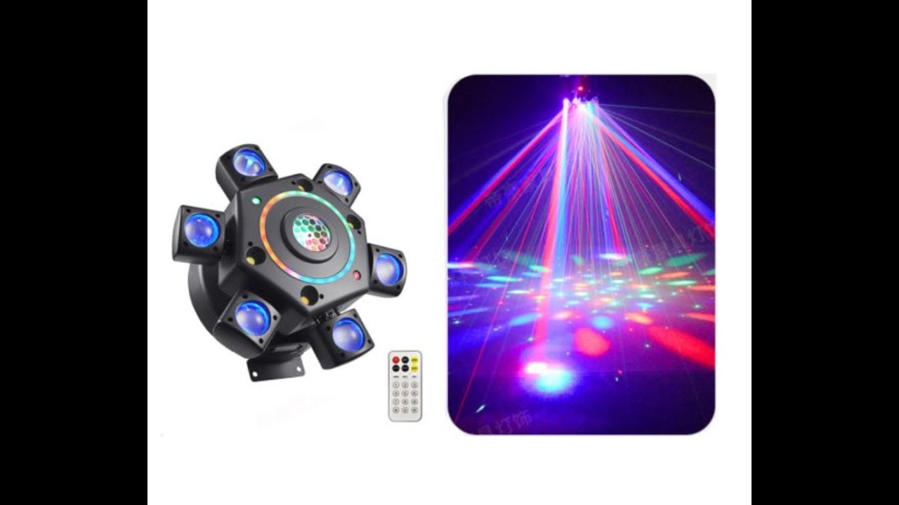 150W RGBW Laser Disco Light 6-Arm DJ LED DMX Strobe Stage Moving Head Light with Remote