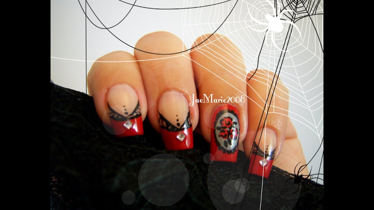 ~Victorian Style~ Laced Tips-Halloween Nail Design