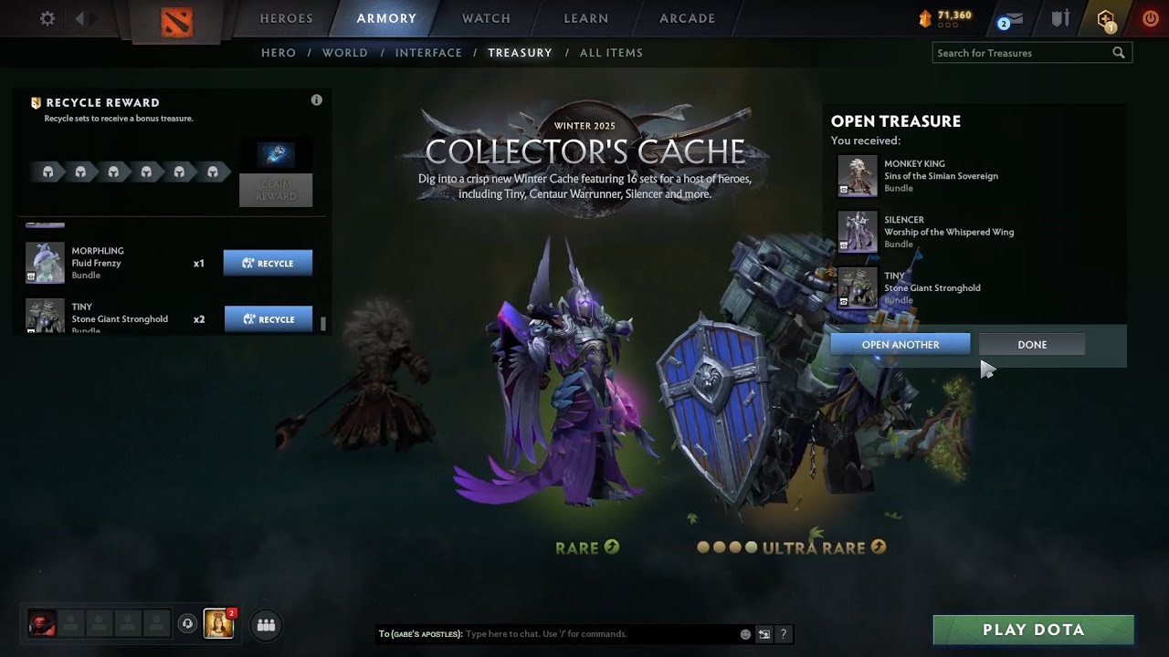 DOTA 2 - Распаковка зимнего коллекционного набора 2025 года, пока не соберу все редкие предметы!