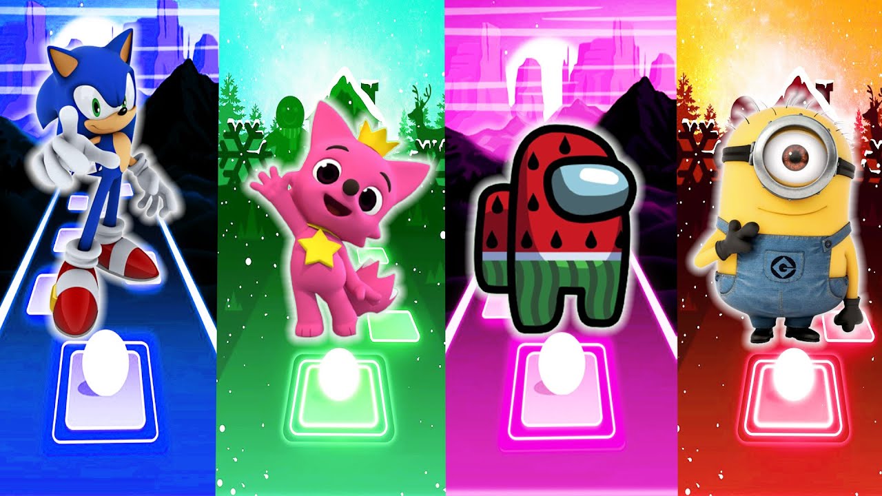 Sonic vs Pink Fox vs Among Us vs Minions   Tiles Hop EDM Rush