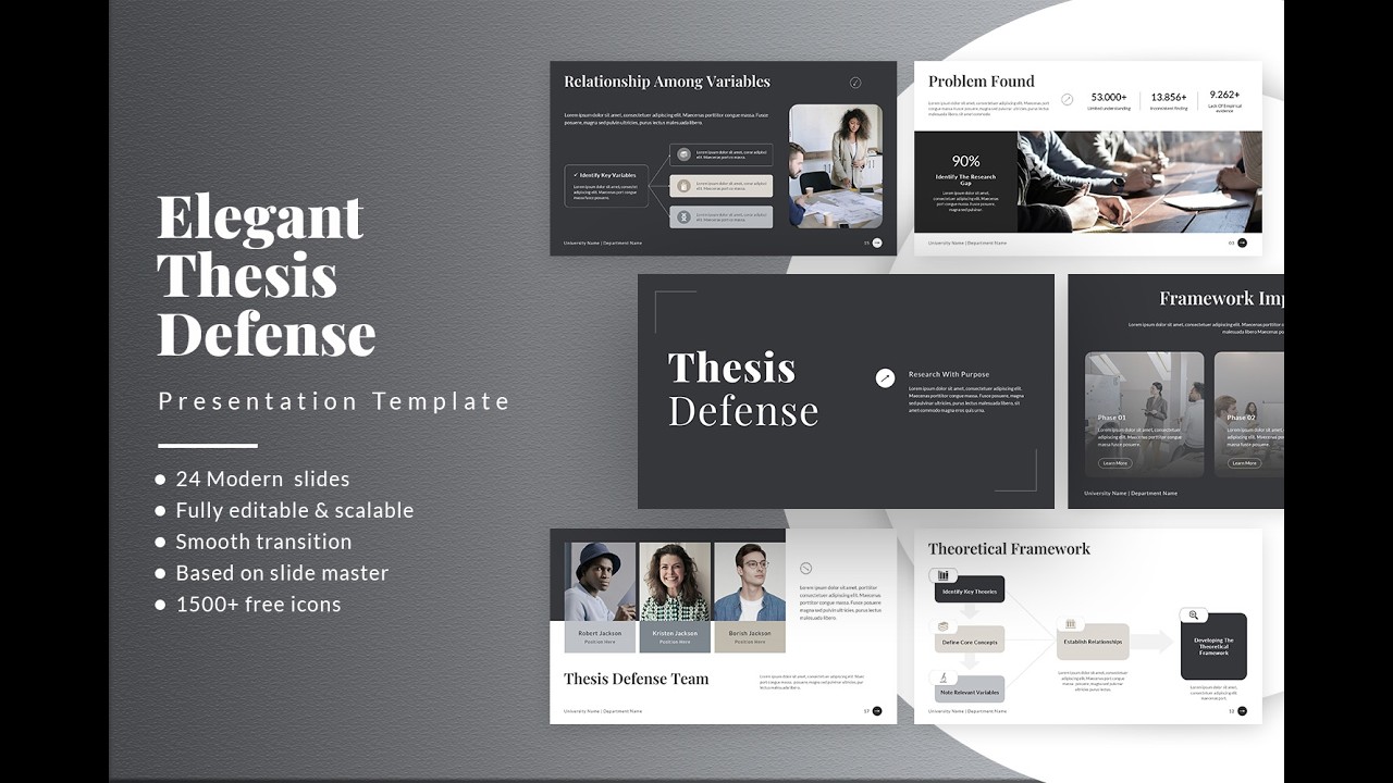 Elegant Black & White Thesis Defense Presentation