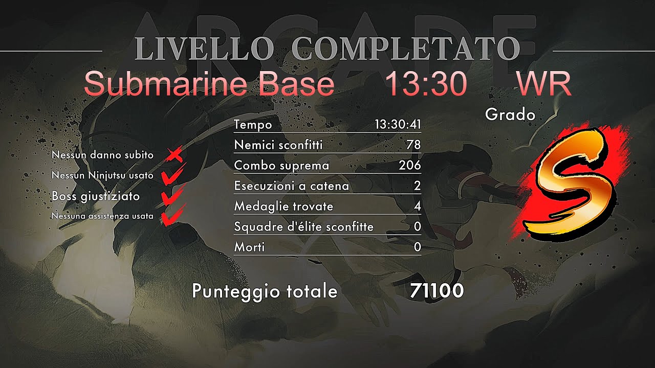 Shinobi Art of Vengeance - Submarine Base - WR Speedrun 13:30 - Rank S - 4k - PS5