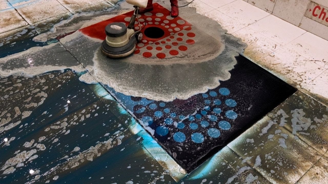 Blue foam experience - Satisfying dirty carpet cleaning