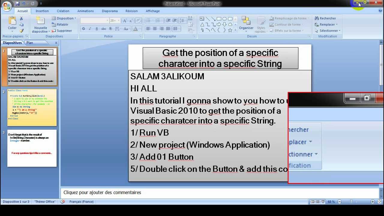 Visual Basic 2010 Get the position of a specific character into a specific String