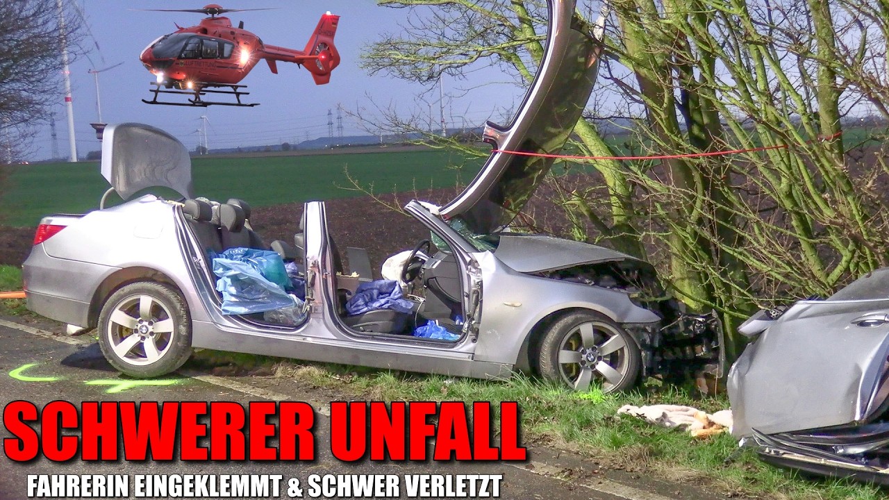 [AUTO KRACHTE GEGEN BAUM!] - Fahrerin eingeklemmt & schwer verletzt ~ Feuerwehr Rommerskirchen -