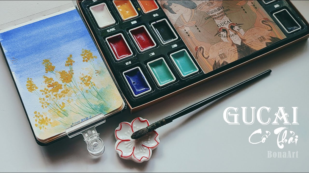 (Review & Test) Màu Nước GUCAI Cổ Thải🎨Màu Paul Rubens✨Vẽ Tranh Thủy Mặc💮Hot Douyin✨Bona Art💙4K
