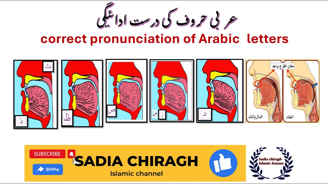 عربی میں حروف کی درست ادائیگی  correct pronunciation of Arabic letters 