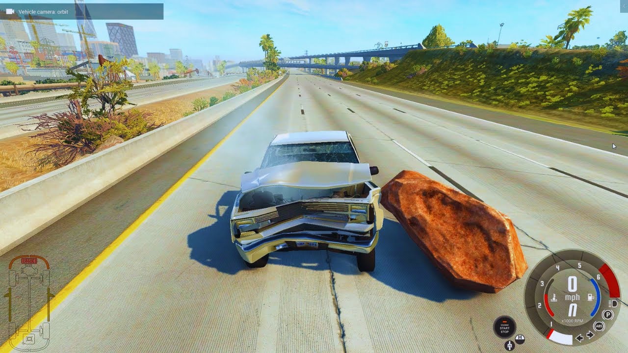 Car Vs Rock in BeamNG.drive
