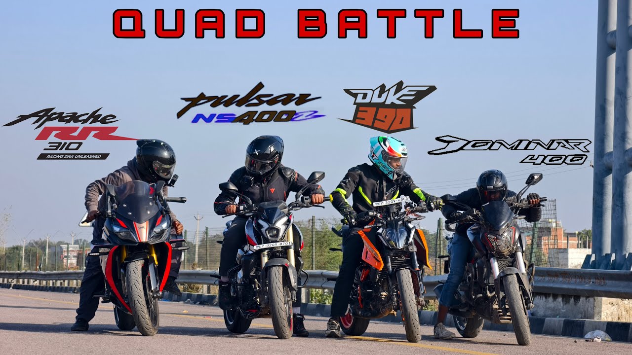 2026 TVS Apache RR310 vs Pulsar Ns400z (2026) vs KTM DUKE 390 (2026) vs Dominar 400UG || Drag Race 