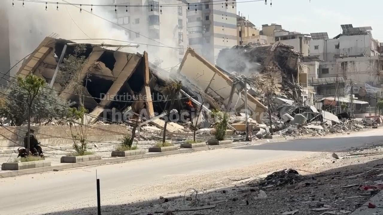 Buildings destroyed in Beirut's southern suburbs after Israeli strikes
