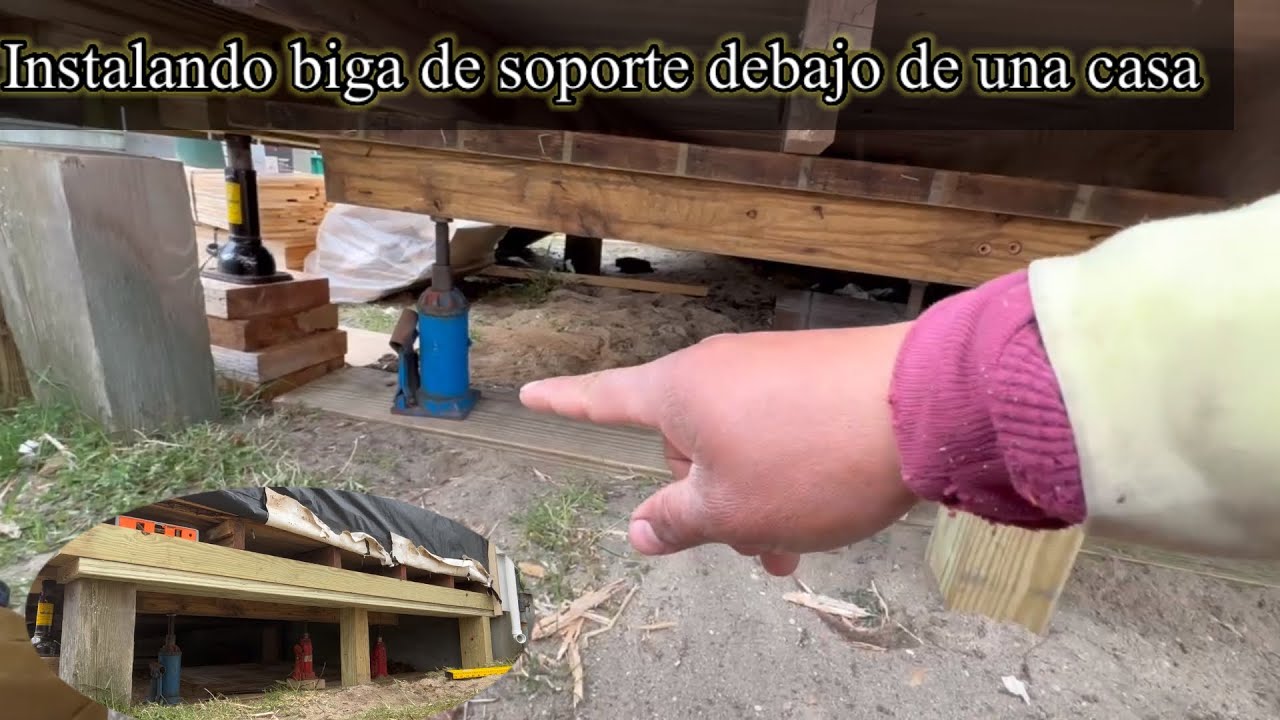Así instaló una biga de soporte debajo de una casa en USA